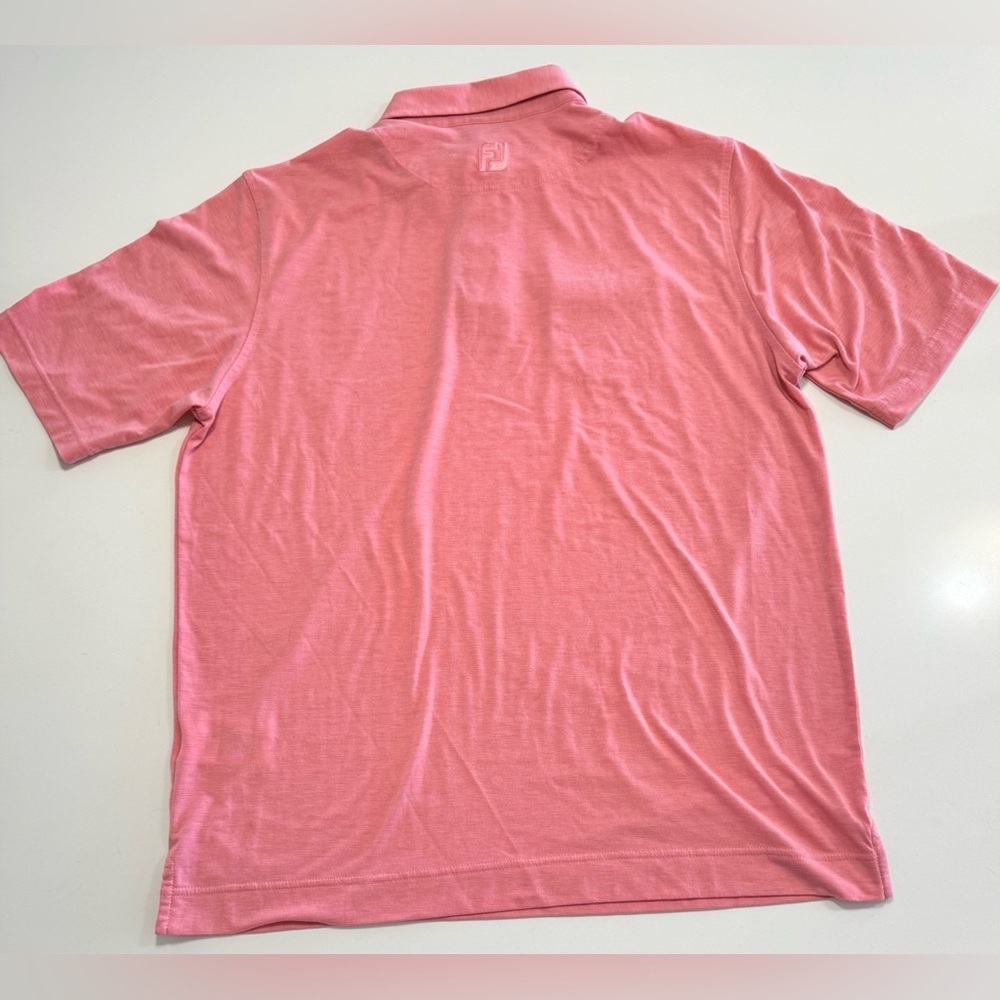 FootJoy Mens Pink Polo Golf Shirt Pocket Front FJ Collar - Size LG Athletic Fit - Picture 2 of 9